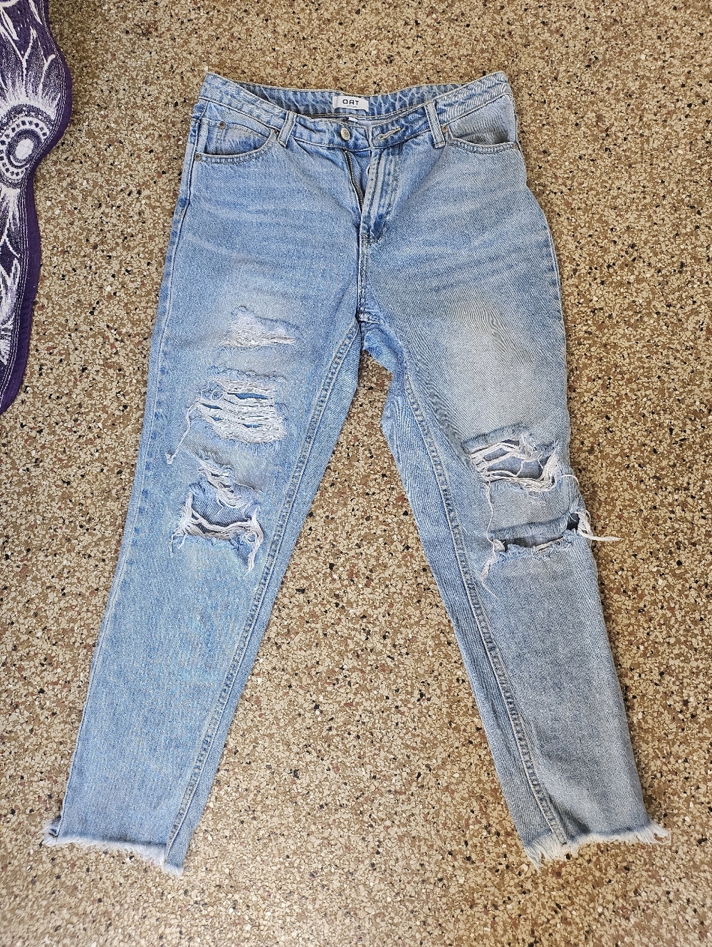 OAT NEW YORK High Rise Denim Jeans Distressed Raw Hem Light Wash Women's 28 - Picture 2 of 10